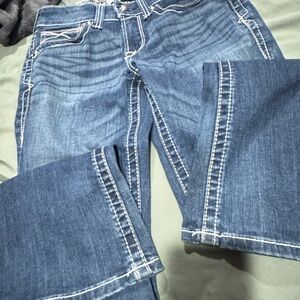 Ariat Women's Flare Blue Jeans with White Stitching